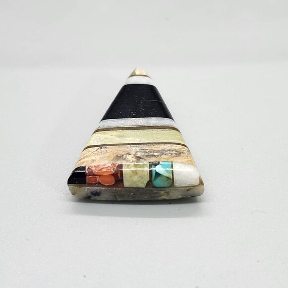 Vintage native american inlaid multi stone bead dangle pendant - Picture 4 of 6